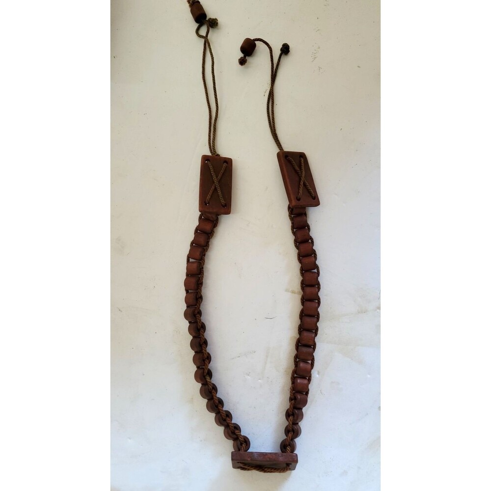 Vintage 1970’s Wooden Bead Hippie Boho Tie Belt Size 23” - 33"